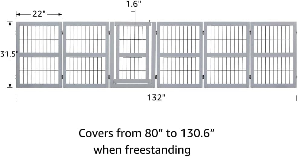 6 Panel Freestanding 130" Wide Gate