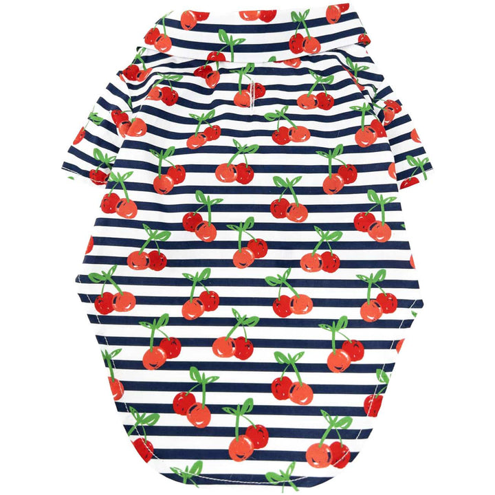 cherry print dog shirt with  sleeves