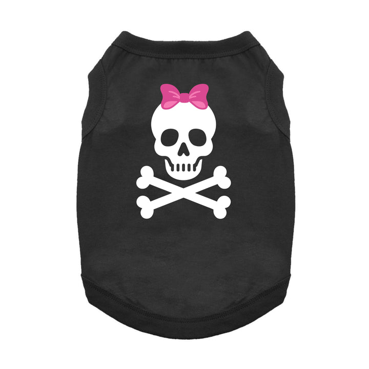 dog shirt -black with skull cross bones w pink bow