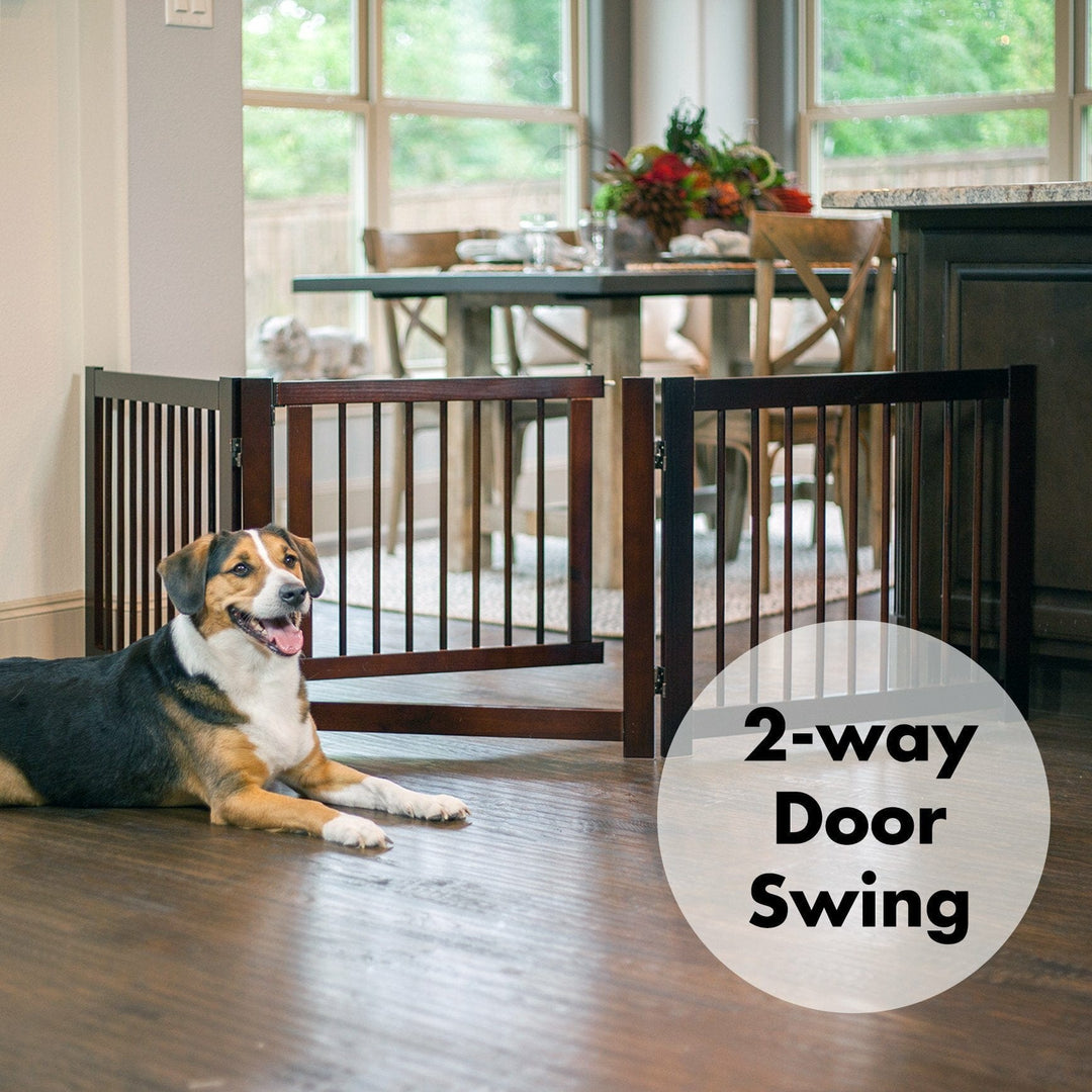 hinged door-indoor-walnut dog gate