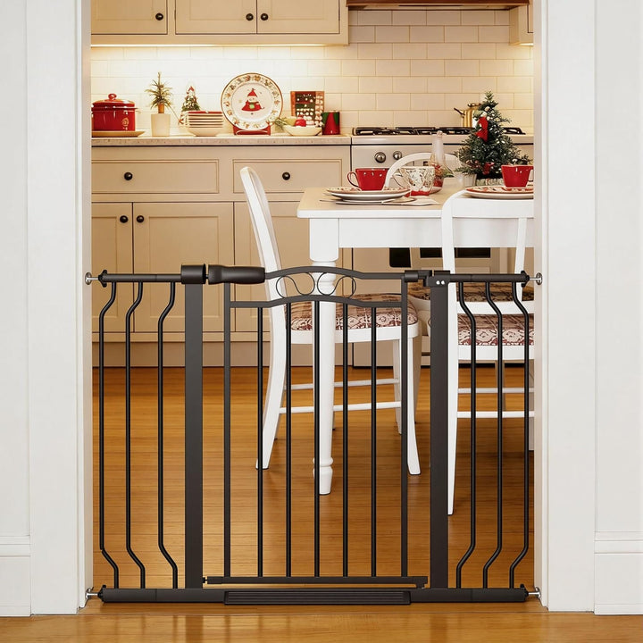 30 in tall black indoor-dog-gate-width adjustable