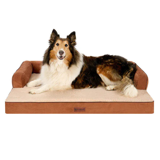 rust bolster pet bed with ortho foam