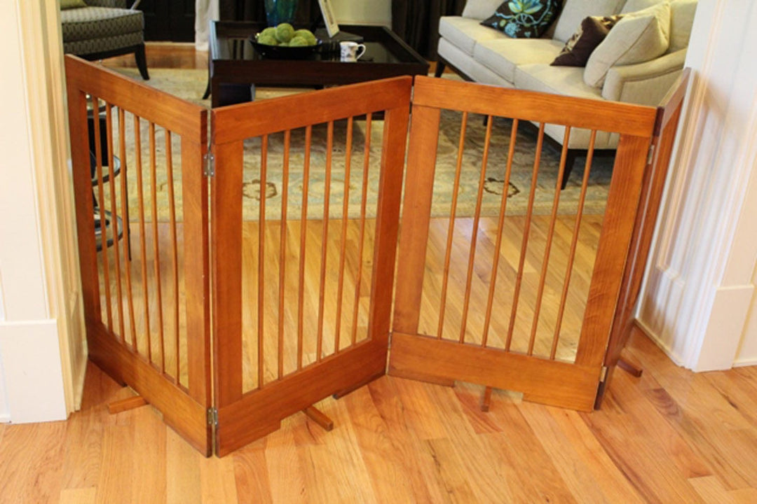 oak pet barrier indoor freestanding 4 panel