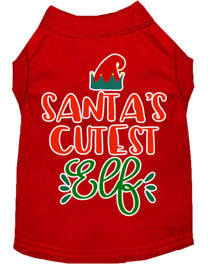 santas elf dog shirt red