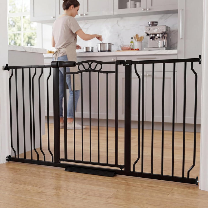 62 inch-wide black decorative dog gate forthe home