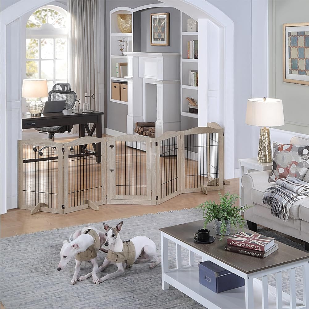 grey indoor dog gate 6 panel freestanding