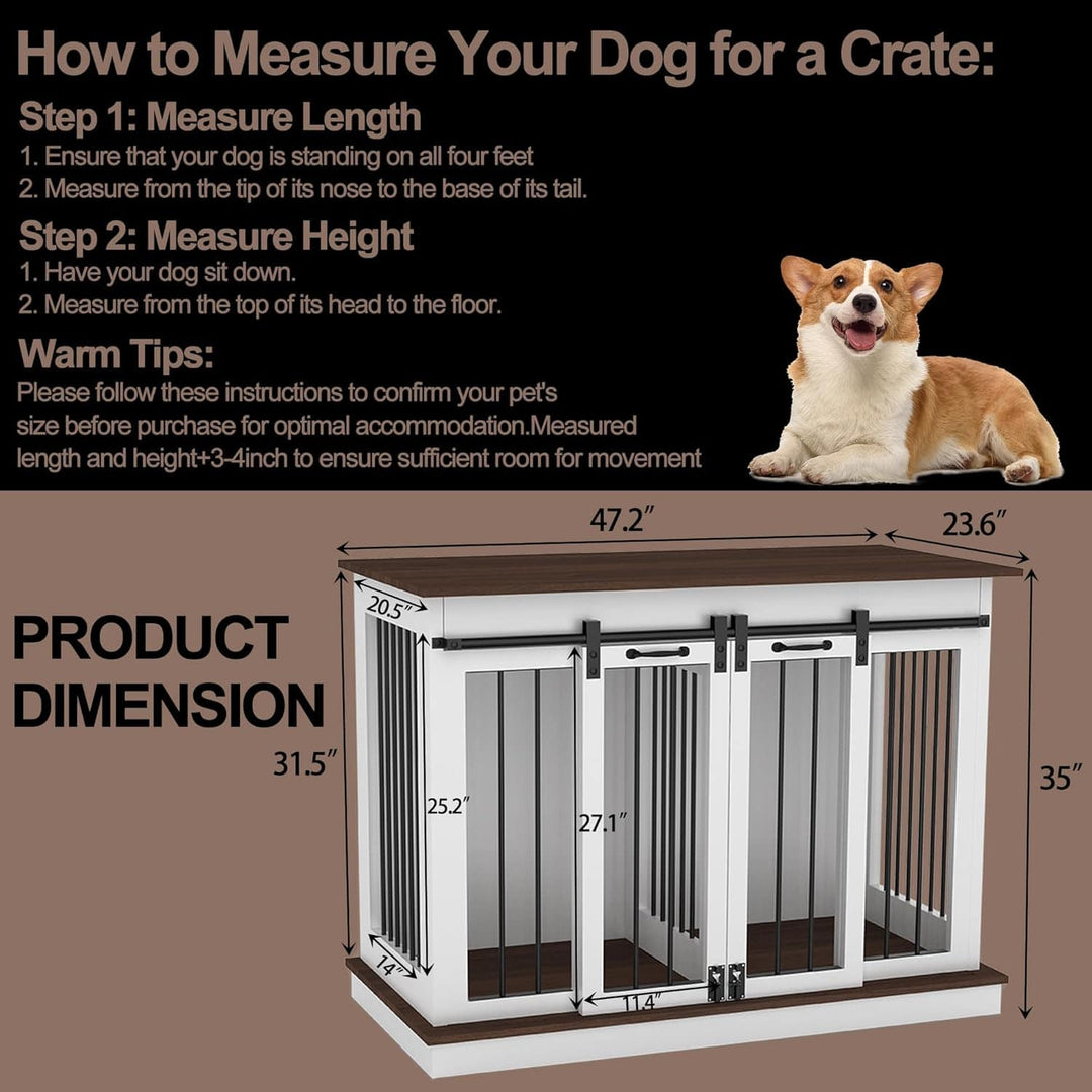 Large Sliding Door Pet Crate Furniture