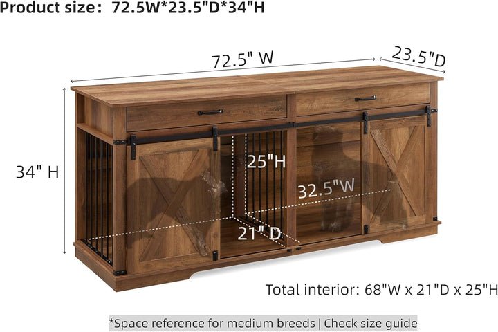 Rustic Sliding-Door Pet Crate Furniture