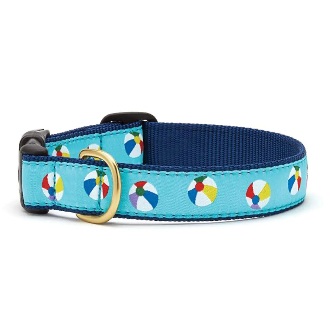 blue large dog collar with brass ring and quick release buckle