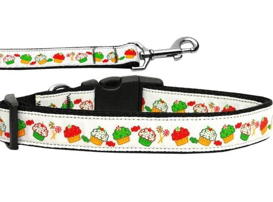 christmas cupcake dog collarand leash set