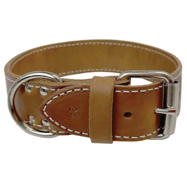 Extra Wide Black or Brown Leather Dog Collar
