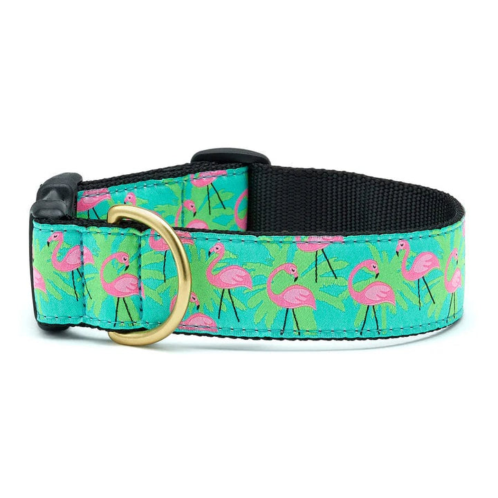pastel flamingo wide dog collar