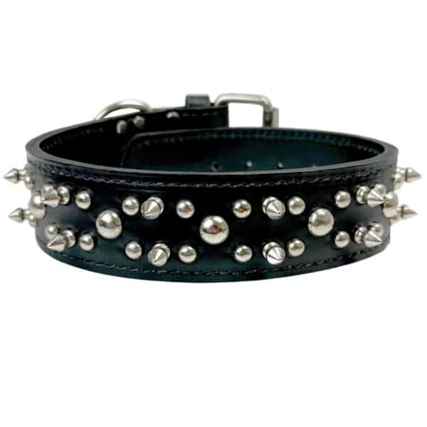 Black or Brown Spiked Leather Dog Collar