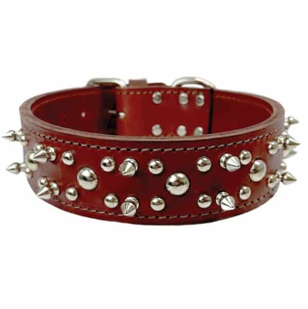 Black or Brown Spiked Leather Dog Collar