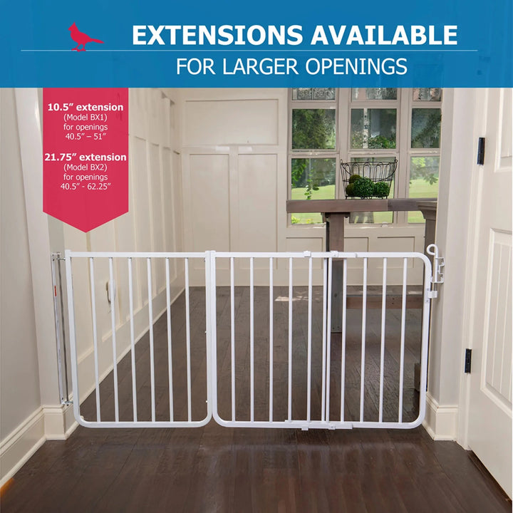 white metal pet gate with extensions
