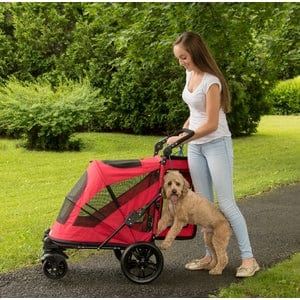 petgear dog stroller Pet Gear NO-Zip Pet Stroller with Dual Entry, Push Button Zipperless Entry for Single or Multiple Dogs/Cats, Pet Can Easily Walk in/Out, Gel-Filled