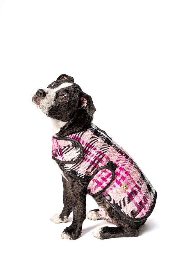 pink plaid wrap coat