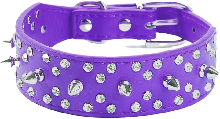 purple dog collar spikes and rhinestones