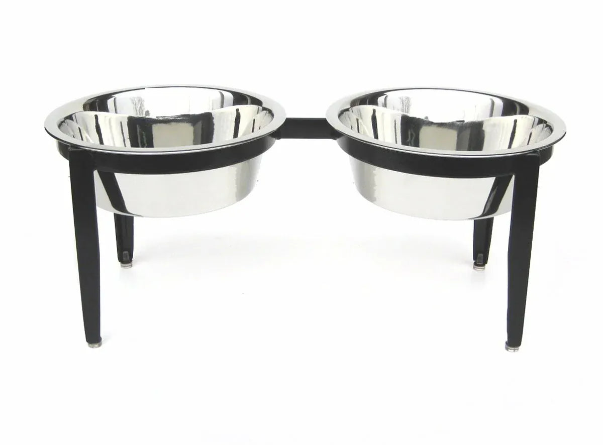 Dog Bowl Stand-black-metal with rubber feet