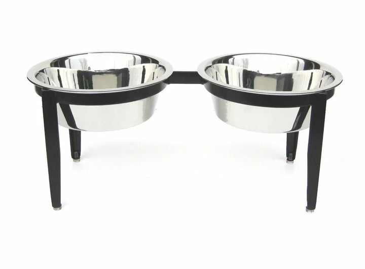 Dog Bowl Stand-black-metal with rubber feet