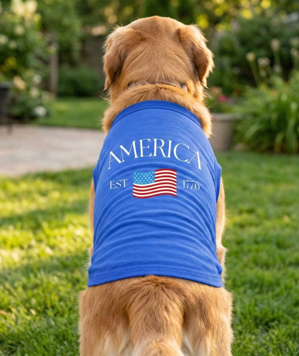 America dog shirt -blue 3 xl