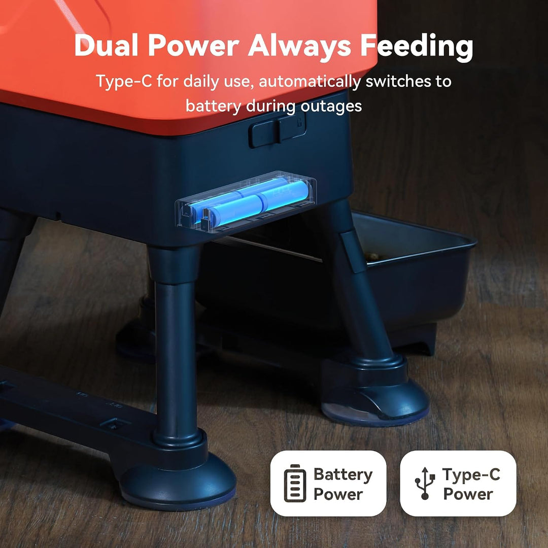 battery back up feature auto dispnsing dog food feeder