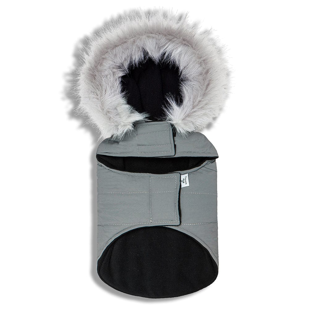 gray dog coat -inside