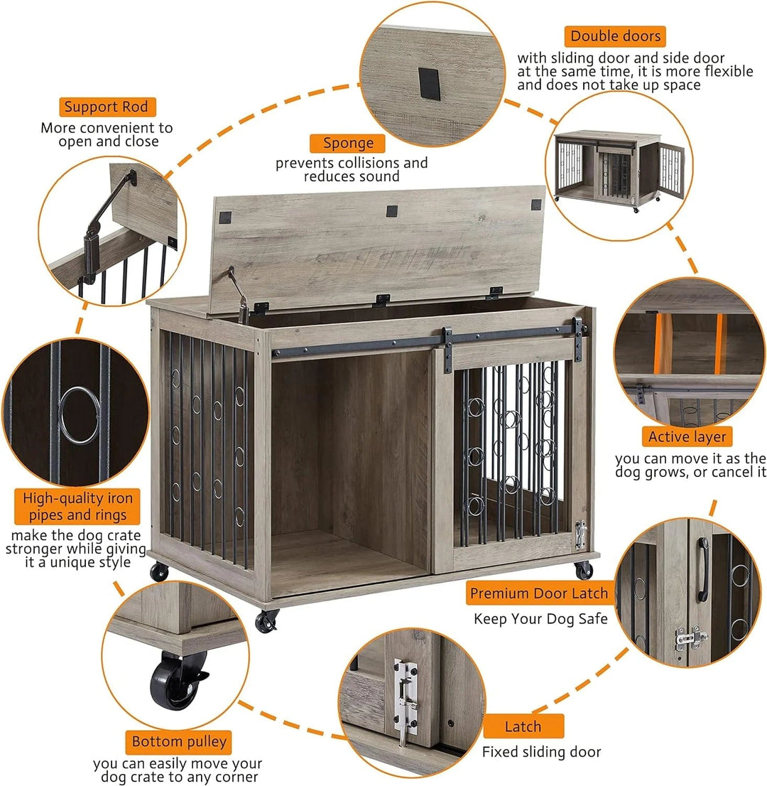 Sliding Door Dog Crate-Table