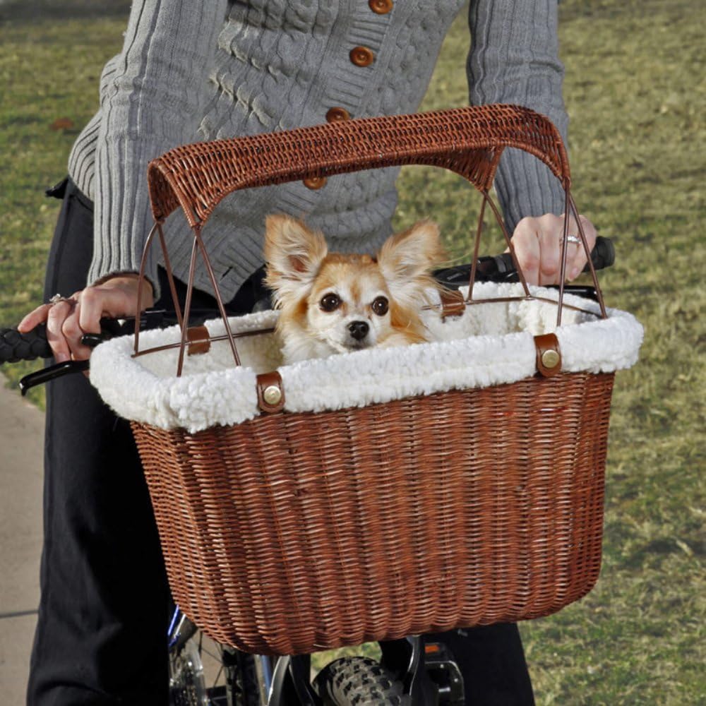 wicker look pet basket for bicycle
