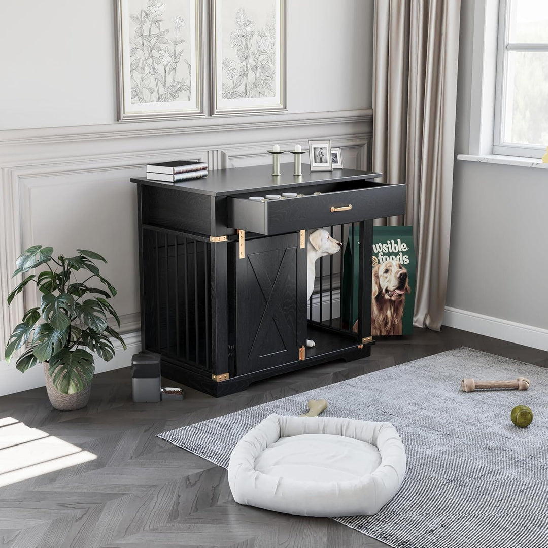 black end table dog crate