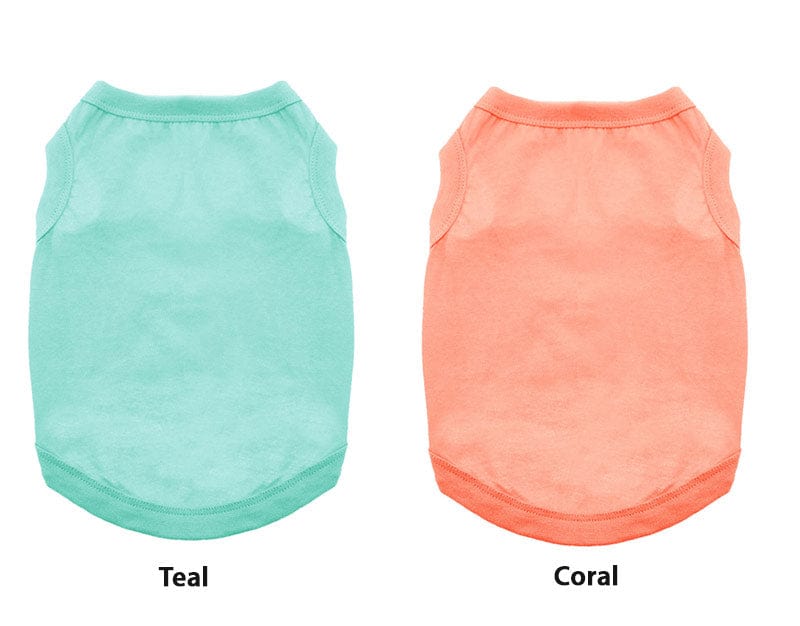 plain dog shirts sleeveless teal and coral colors