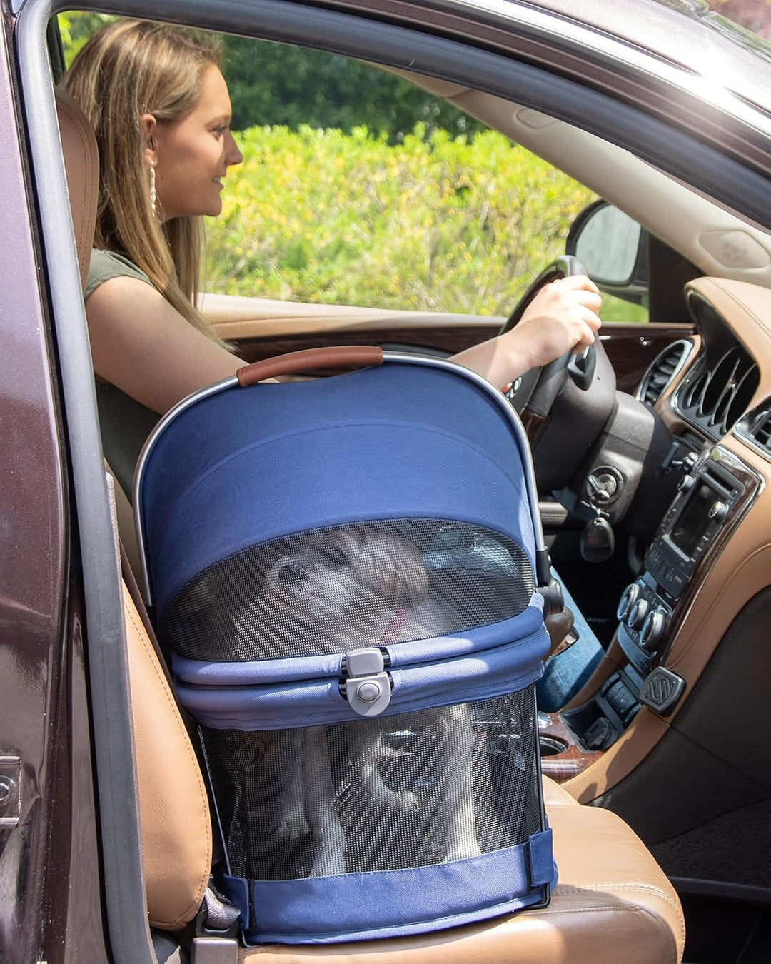 Small dog car seat carrier with rain hood