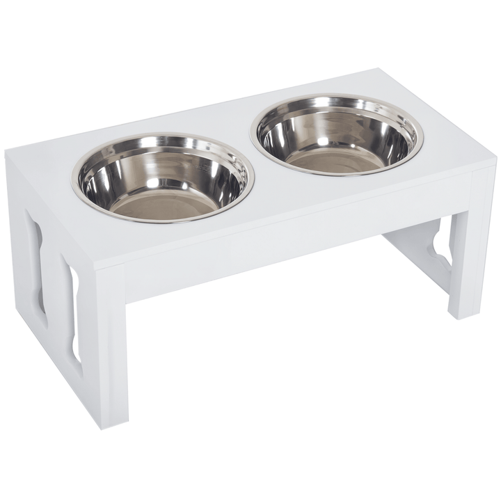 mission style dog diner 10 inch tall -white