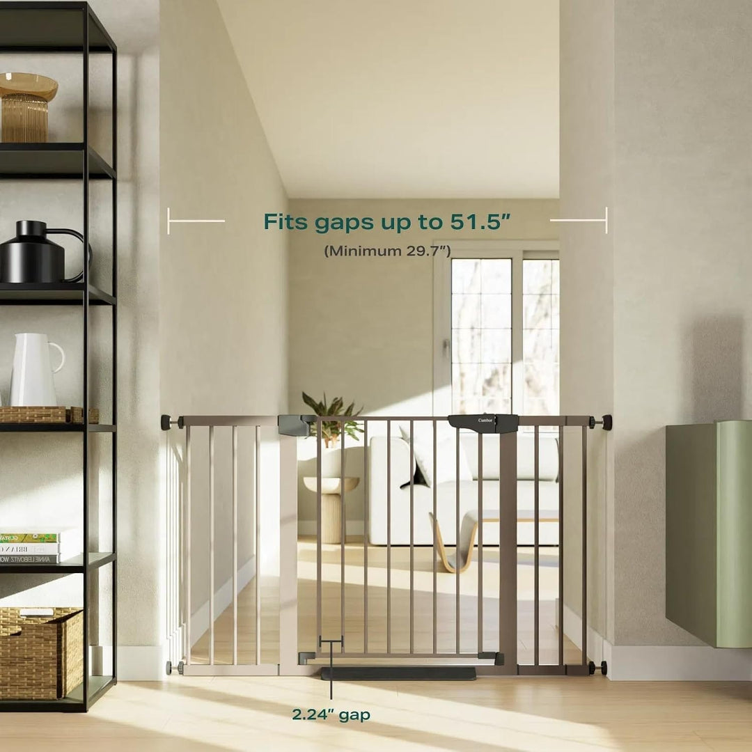 brown wide pressure mountable indoor metal dog gate