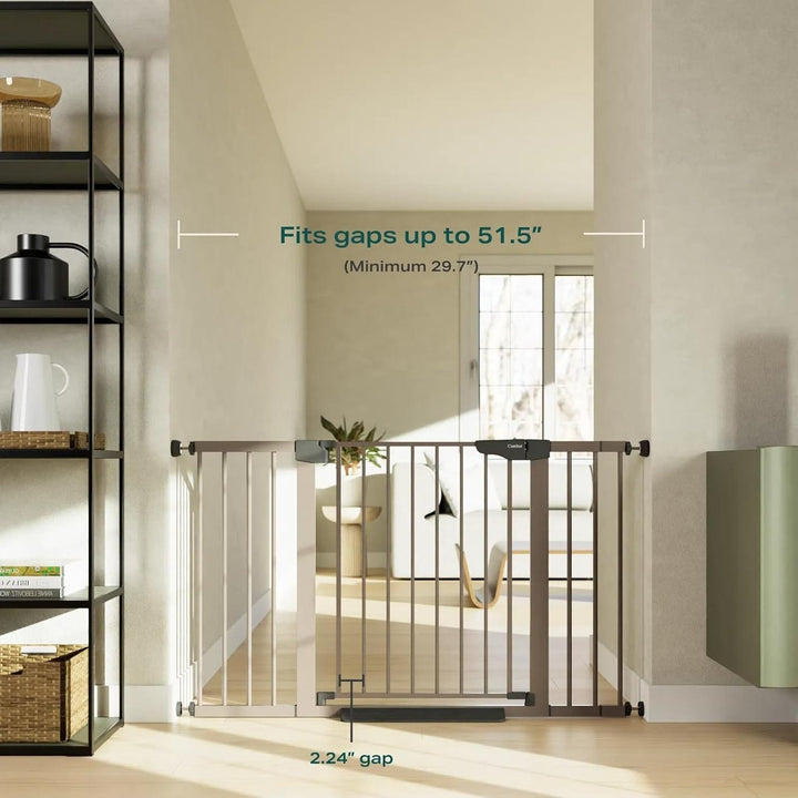 brown wide pressure mountable indoor metal dog gate