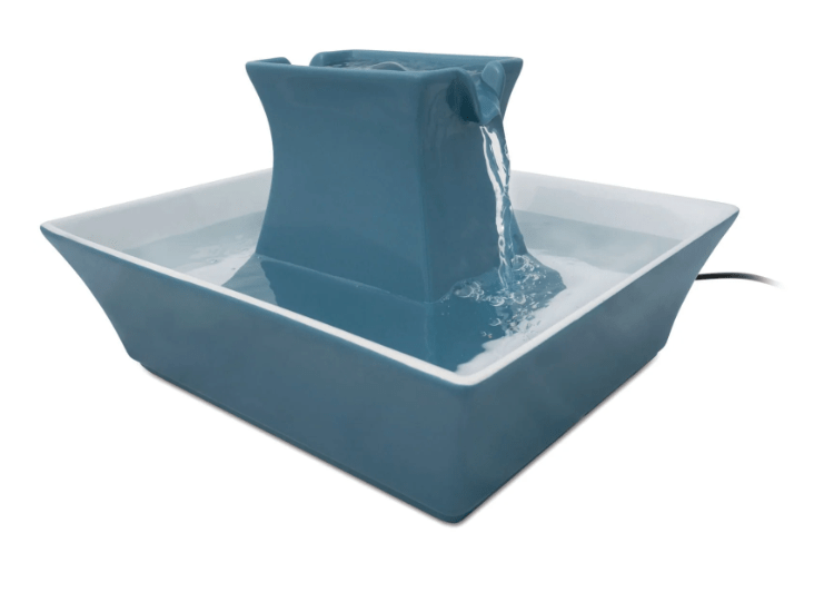 blue ceramic pet fountain