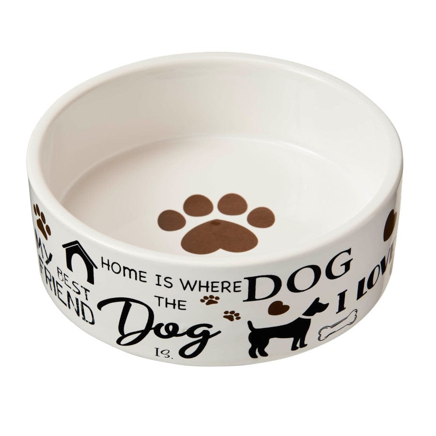 ceramic white-dog-bowl