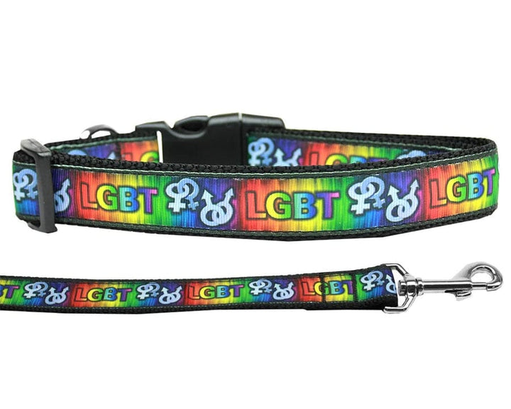LGBT-dog-collar-lead-set with Rainbow colors