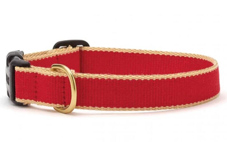 red woven collar with tan accent