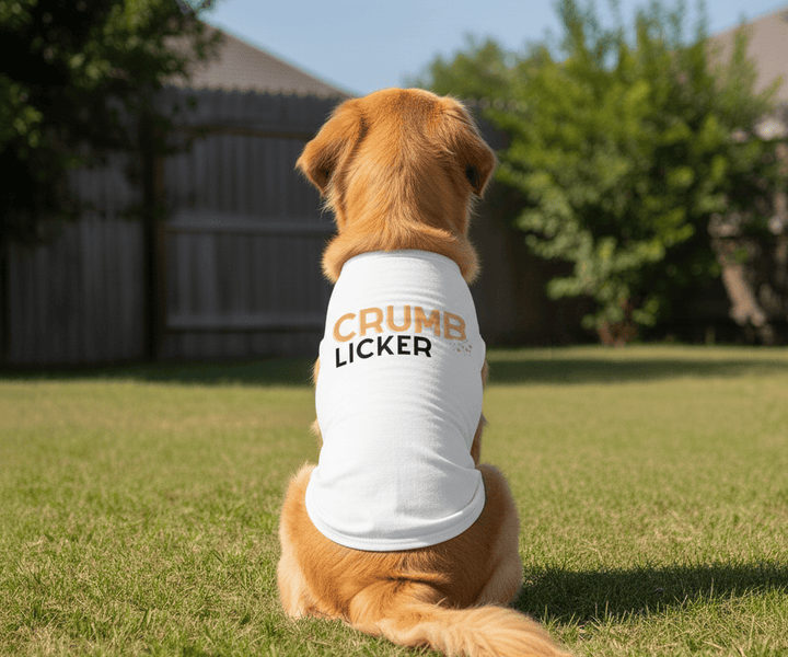 white dog shirt crumb licker