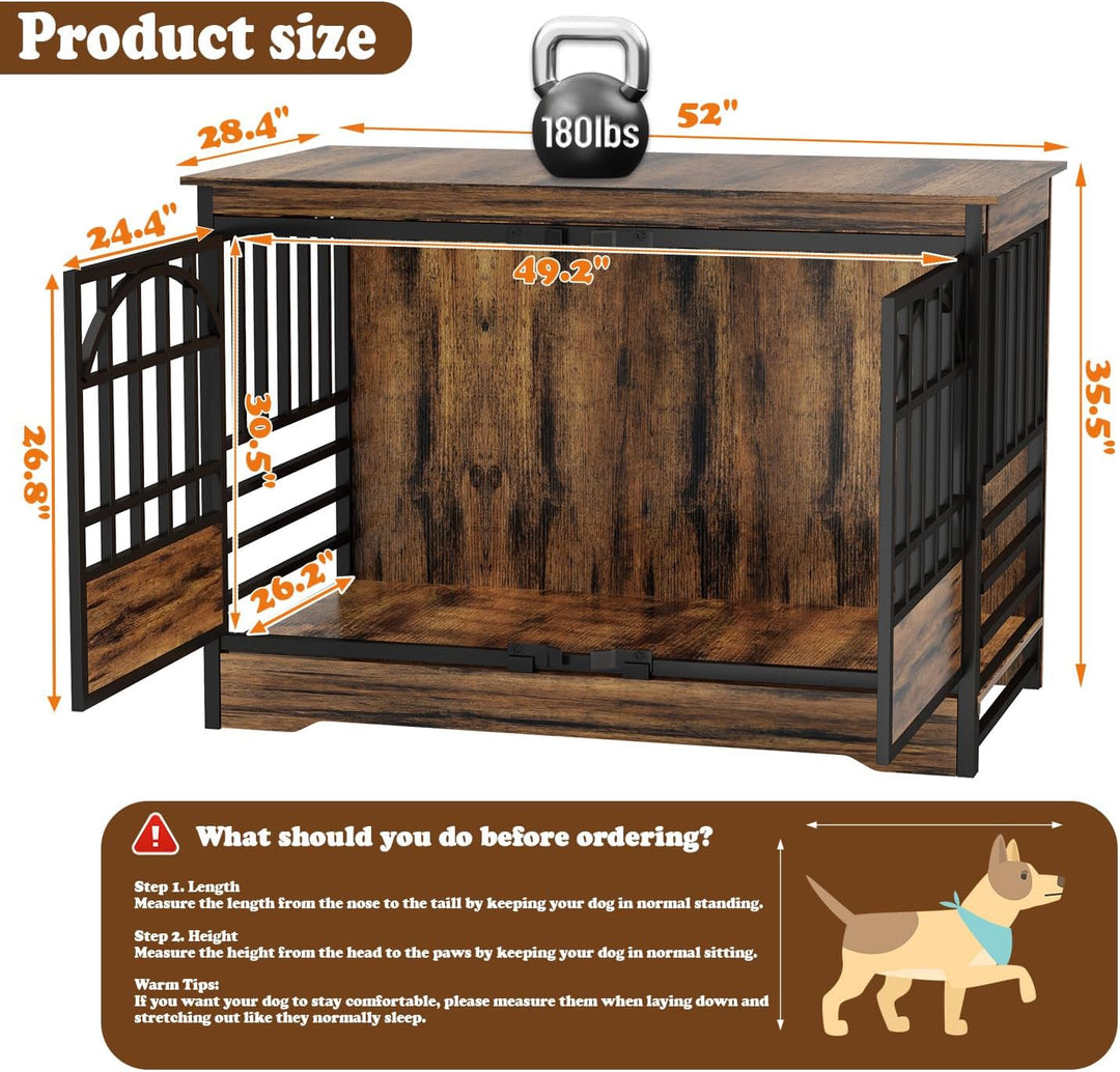 dark wood large dog crate furniture 52 inch 