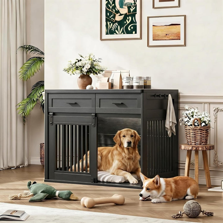 furniutrue crate tablewith sliding door convenience -black