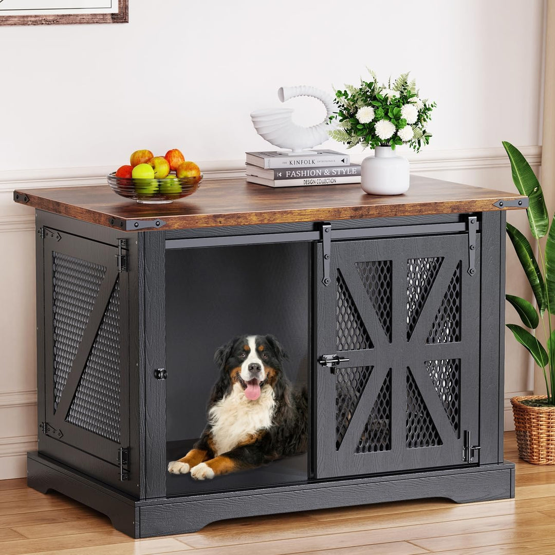 sliding door dog crate -gray