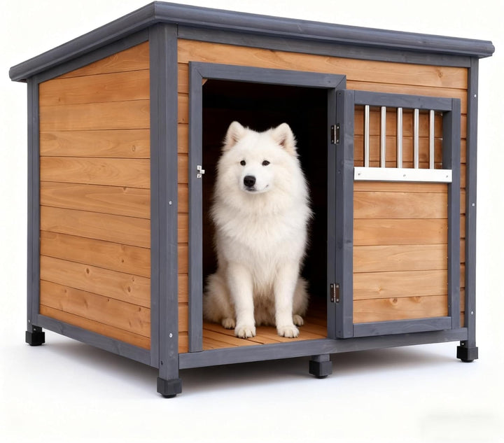 gray frame wood dog house large