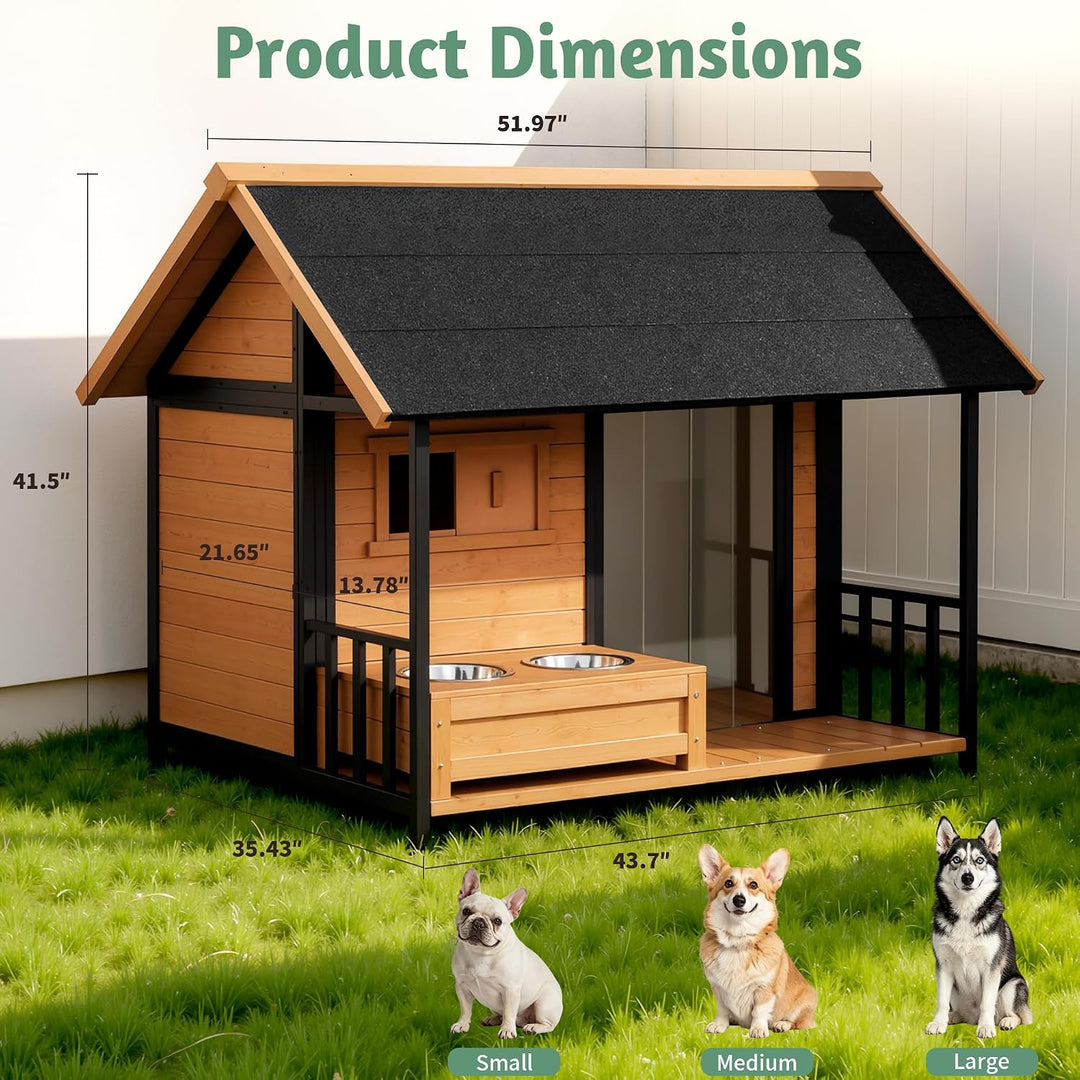 Large Dog House with Porch and Feeder