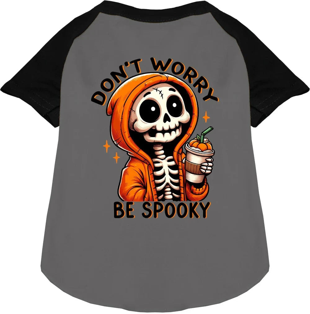 Skeleton Holloween dog shirt -gray-black