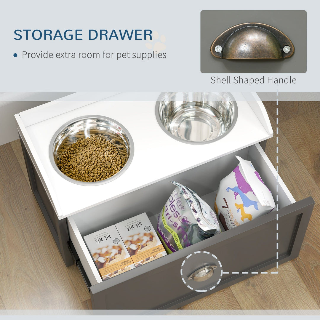 Dog Feeder with Storage Drawer 2 tone design