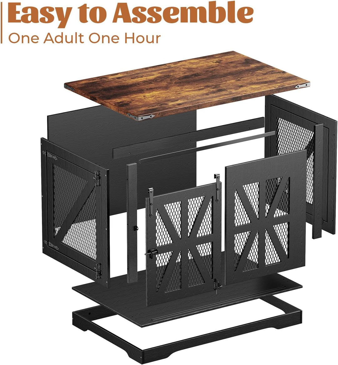 Country Barn-Door Pet Crate Furniture
