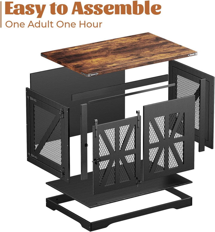 Country Barn-Door Pet Crate Furniture