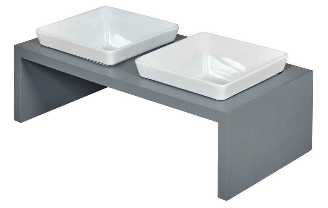 moderno gray dog diner with ceramic bowls